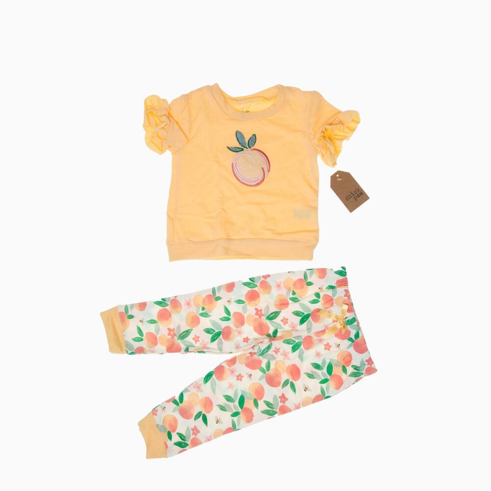 Chick Pea Baby Girl Fruit French Terry Joggers Set 2pc. Peach Size 18M 1564